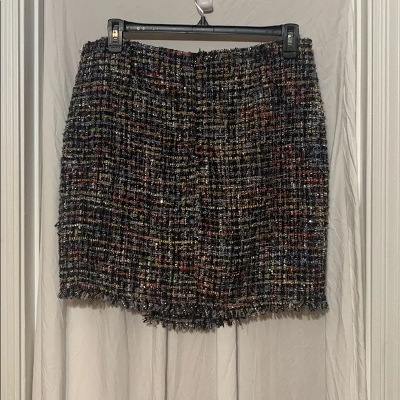 CeCe Multicolor Tweed with Metallic Thread Faux Wrap Skirt size 14 EUC - Picture 5 of 7